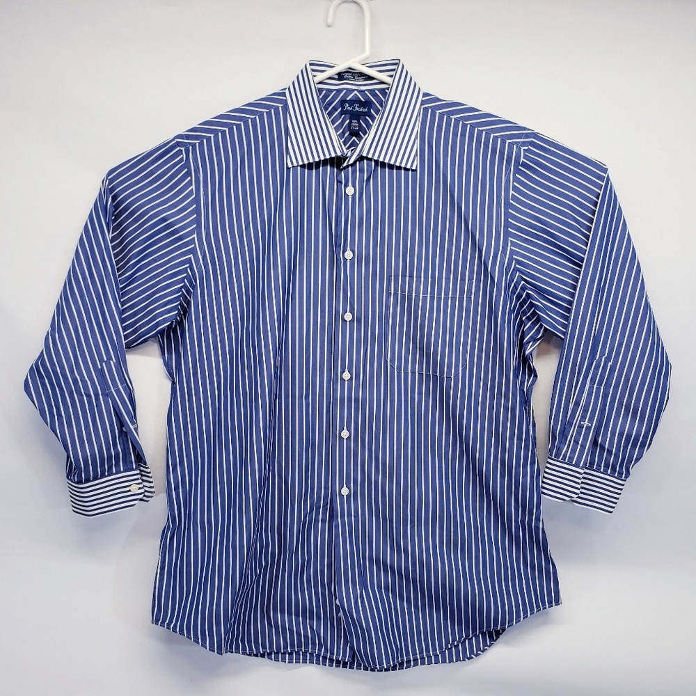 Paul Fredrick Blue & White Striped Button Down